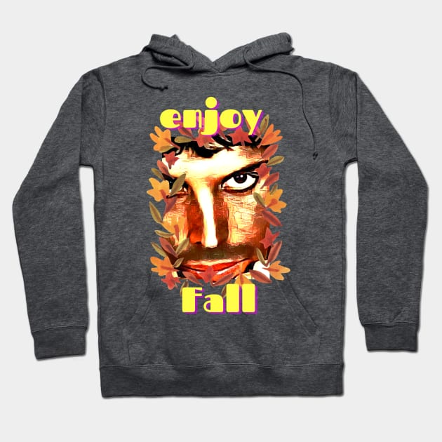 Enjoy Fall (staring face inside leaves) Hoodie by PersianFMts